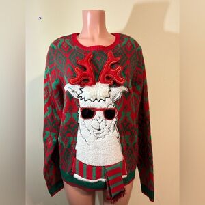 Holiday Time Llama Christmas Sweater Ugly Sweater Contest‎ Medium (38/40)